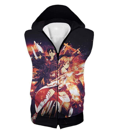 OtakuForm-OP Zip Up Hoodie Hooded Tank Top / XXS Sword Art Online Favourite Action Couple Kirito and Asuna Awesome Anime Graphic Zip Up Hoodie