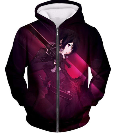 OtakuForm-OP Sweatshirt Zip Up Hoodie / XXS Sword Art Online Kirigaya Kazuto aka Kirito Incredible Swordsman Graphic Sweatshirt - SAO Merch Sweater