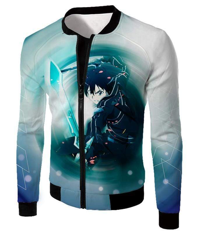 OtakuForm-OP Sweatshirt Jacket / XXS Sword Art Online Kirito Swordplay Action Online Awesome White Anime Sweatshirt - SAO Merch Sweater