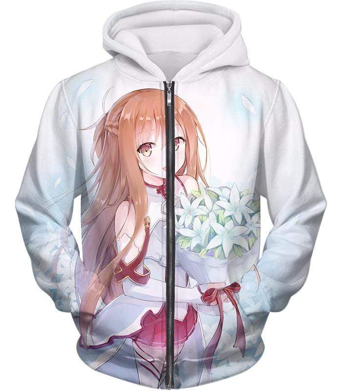 OtakuForm-OP Sweatshirt Zip Up Hoodie / XXS Sword Art Online Lovely Anime Girl Yuuki Asuna Cool Promo White Sweatshirt  - SAO Merch Sweatshirt