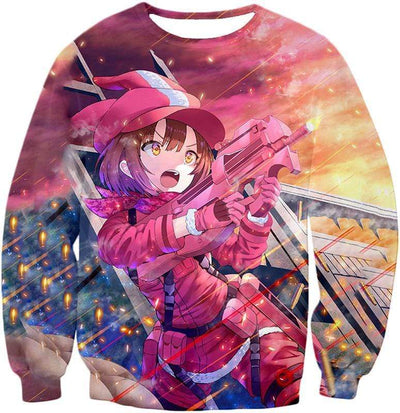 OtakuForm-OP Sweatshirt Sweatshirt / XXS Sword Art Online Pink Devil LLENN Action Gun Gale Online Player Graphic Sweatshirt - SAO Merch Sweater