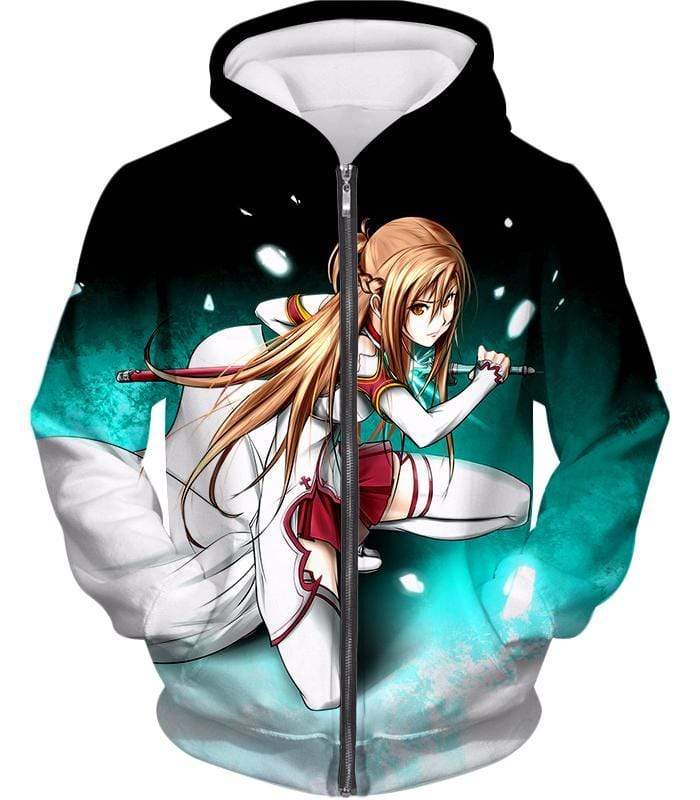 OtakuForm-OP Sweatshirt Zip Up Hoodie / XXS Sword Art Online Super Swordsman Asuna Cool Action Anime Graphic Sweatshirt