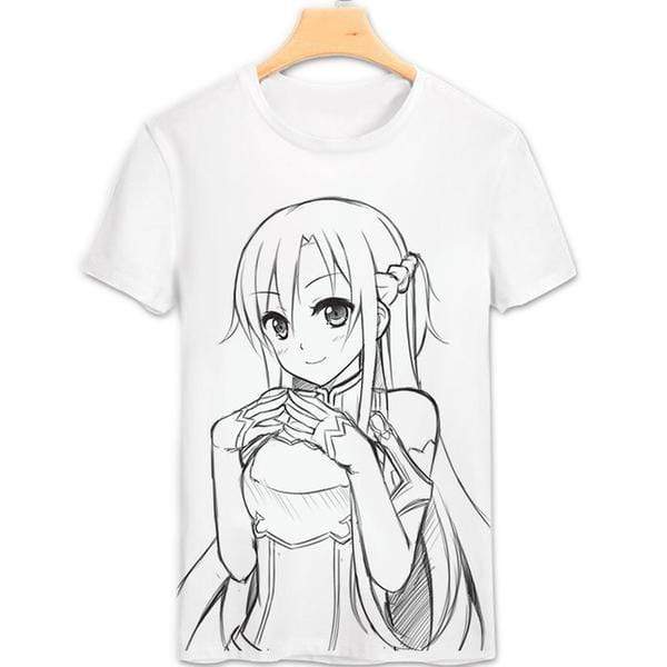 Anime Merchandise T-Shirt M Sword Art Online T-Shirt - Asuna Sketch T-Shirt