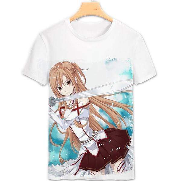 Anime Merchandise T-Shirt M Sword Art Online T-Shirt - Asuna with Sword Raised T-Shirt