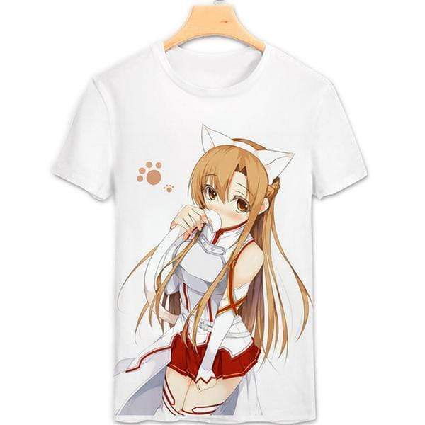Anime Merchandise T-Shirt M Sword Art Online T-Shirt - Cosplay Kitty Asuna T-Shirt