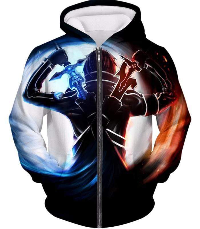 OtakuForm-OP Sweatshirt Zip Up Hoodie / XXS Sword Art Online Ultimate Player Kirito aka The Black Swordsman Cool Graphic Action Sweatshirt