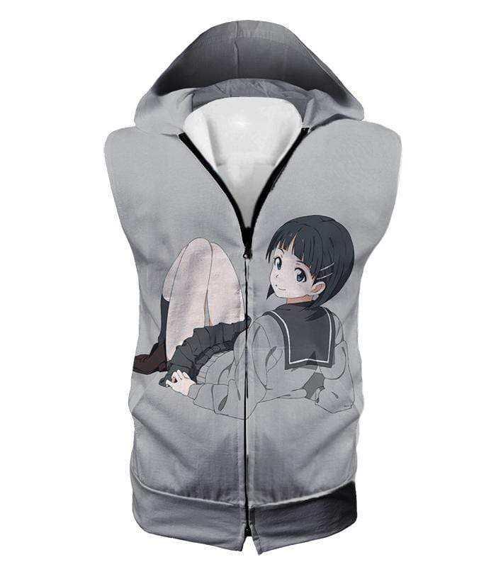 OtakuForm-OP Sweatshirt Hooded Tank Top / XXS Sword Art Online Very Kirito Real Cousin Kirigaya Suguha Grey Anime Sweatshirt  - Sword Art Online Sweatshirt