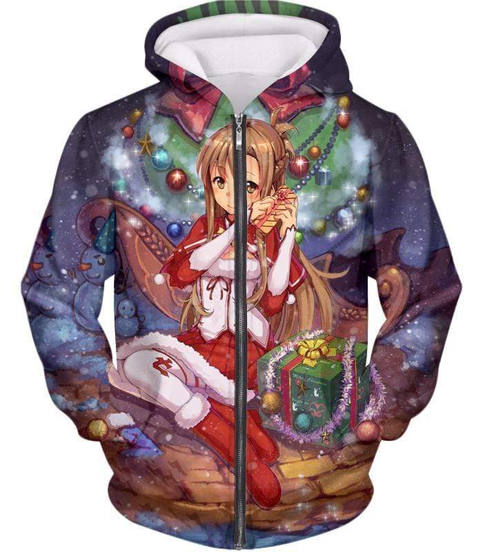 OtakuForm-OP Sweatshirt Zip Up Hoodie / XXS Sword Art Online Yuuki Asuna Promo Christmas Theme Cool Graphic Sweatshirt  - Sword Art Online Sweatshirt