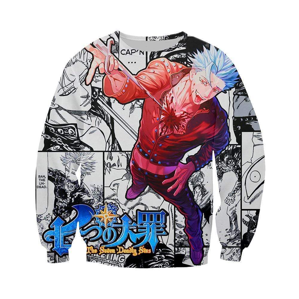 Anime Merchandise Sweatshirt M The Seven Deadly Sins Sweatshirt - Ban Multi-Image Sweater