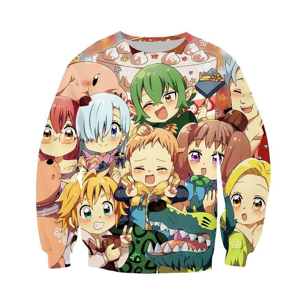 Anime Merchandise Sweatshirt M / Multicolor The Seven Deadly Sins Sweatshirt - Chibi Characters Pullover Sweater