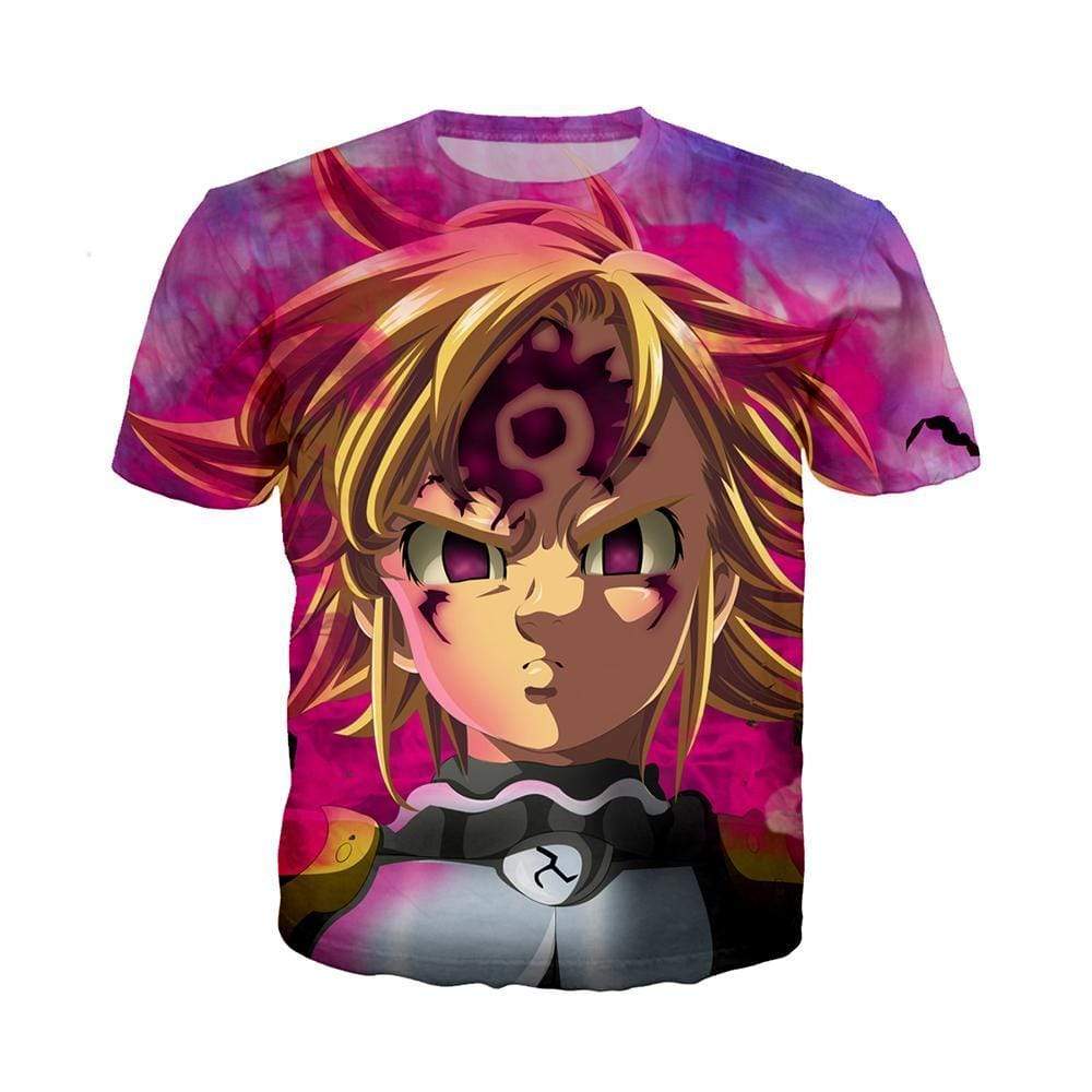 Anime Merchandise T-Shirt M The Seven Deadly Sins T-Shirt - Meliodas with Demon Mark T-Shirt