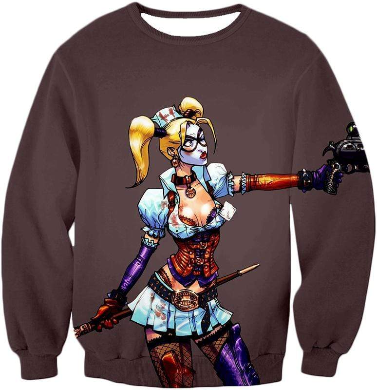 OtakuForm-OP Sweatshirt Sweatshirt / XXS The Super-Hot Clown Villain Harley Quinn Cool Grey Sweatshirt