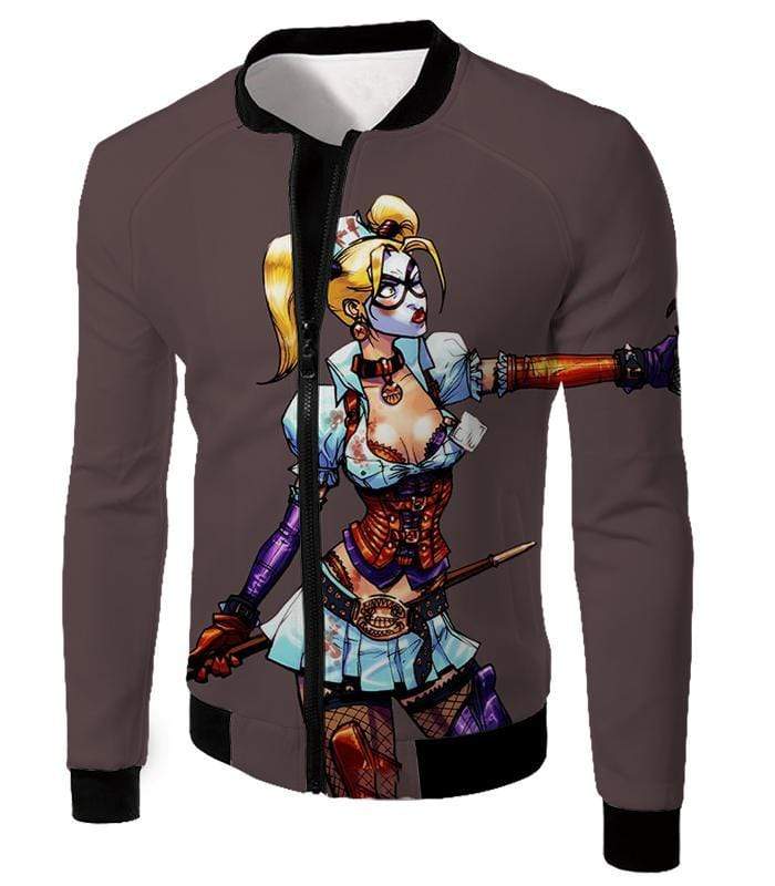 OtakuForm-OP Sweatshirt Jacket / XXS The Super-Hot Clown Villain Harley Quinn Cool Grey Sweatshirt
