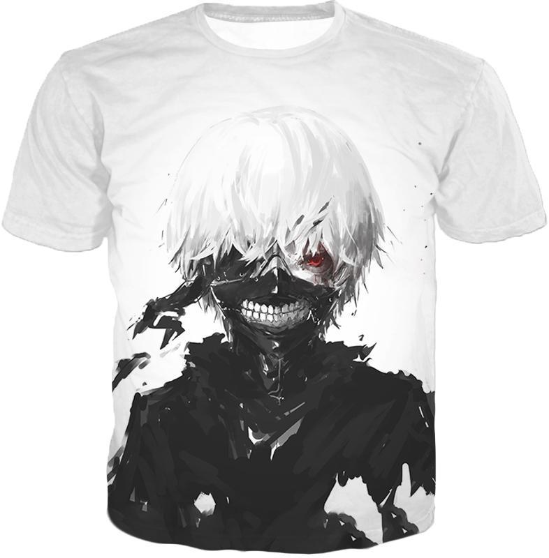 OtakuForm-OP T-Shirt T-Shirt / US XXS (Asian XS) Tokyo Ghoul Cool Masked Ken Kaneki White T-Shirt  - Anime T-Shirt