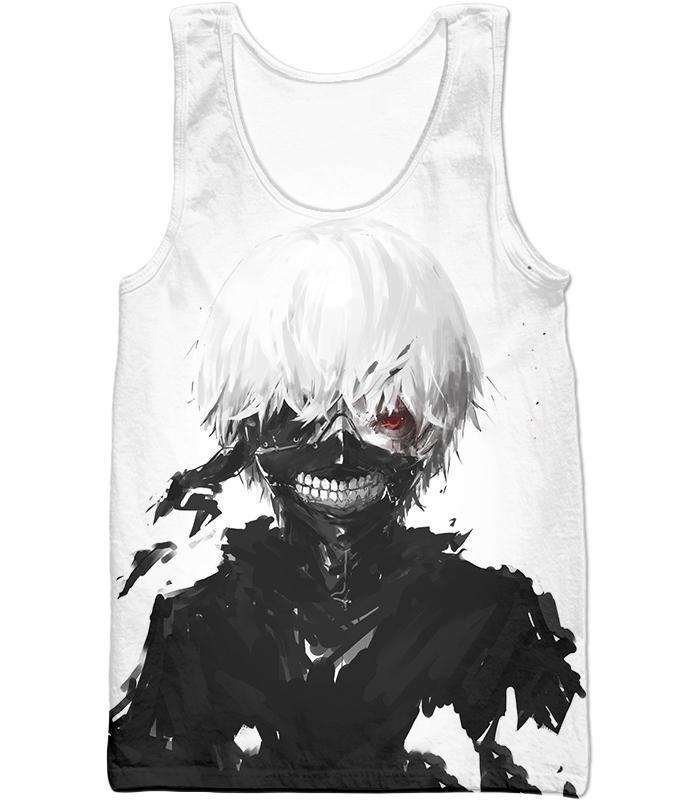 OtakuForm-OP T-Shirt Tank Top / US XXS (Asian XS) Tokyo Ghoul Cool Masked Ken Kaneki White T-Shirt  - Anime T-Shirt