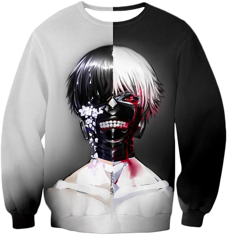 OtakuForm-OP Hoodie Sweatshirt / XXS Tokyo Ghoul Hoodie - Tokyo Ghoul Half Human Half Ghoul Ken Kaneki Awesome Graphic Hoodie