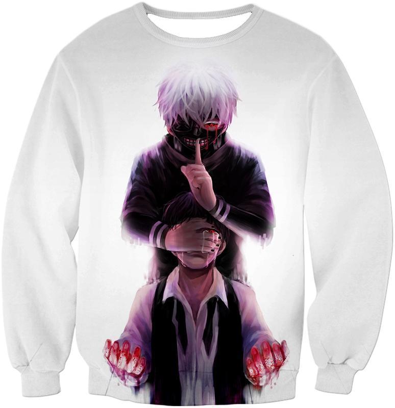 OtakuForm-OP Sweatshirt Sweatshirt / US XXS (Asian XS) Tokyo Ghoul Human Turned Ghoul Ken Kaneki Awesome White Sweatshirt  - Anime Sweatshirt
