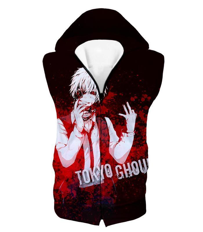 OtakuForm-OP Sweatshirt Hooded Tank Top / US XXS (Asian XS) Tokyo Ghoul Ken Kaneki Tokyo Ghoul Black Promo Sweatshirt