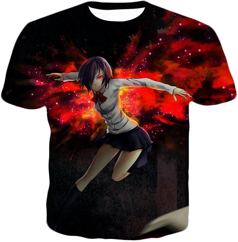 OtakuForm-OP T-Shirt T-Shirt / US XXS (Asian XS) Tokyo Ghoul Super Hot Ghoul Touka Kirishima Black Action T-Shirt  - Anime T-Shirt