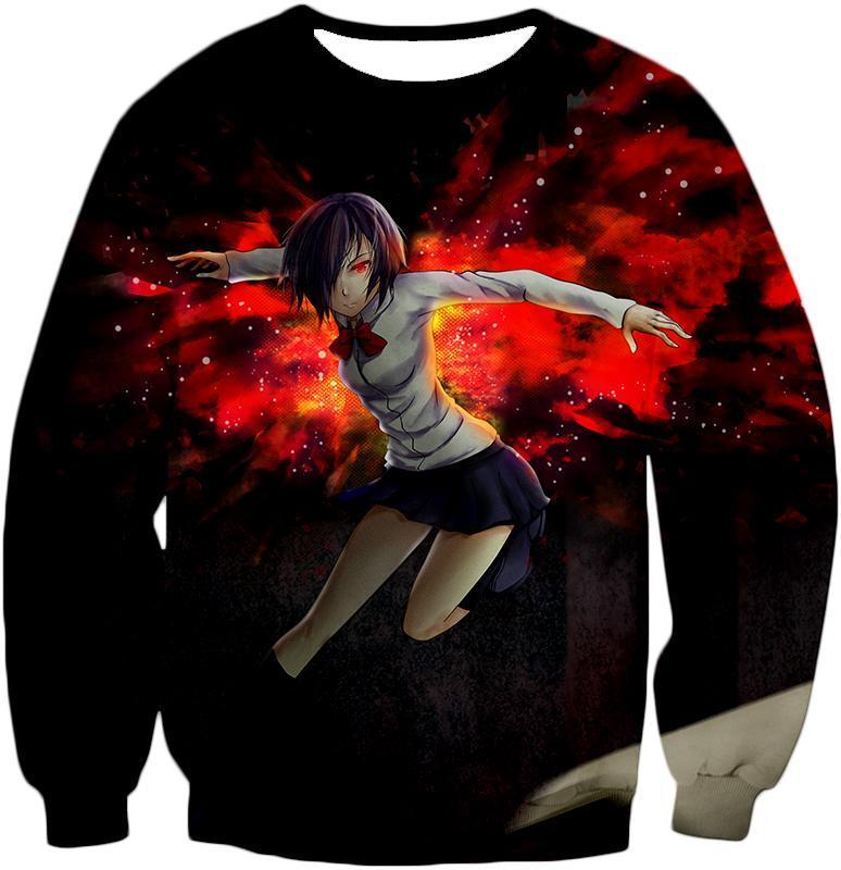 OtakuForm-OP T-Shirt Sweatshirt / US XXS (Asian XS) Tokyo Ghoul Super Hot Ghoul Touka Kirishima Black Action T-Shirt  - Anime T-Shirt