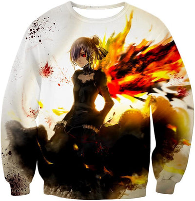 OtakuForm-OP T-Shirt Sweatshirt / XXS Tokyo Ghoul T-Shirt - Tokyo Ghoul Beautiful Short Haired Anime Girl Touka  Graphic T-Shirt