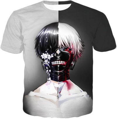 OtakuForm-OP T-Shirt T-Shirt / XXS Tokyo Ghoul T-Shirt - Tokyo Ghoul Half Human Half Ghoul Ken Kaneki Awesome Graphic T-Shirt