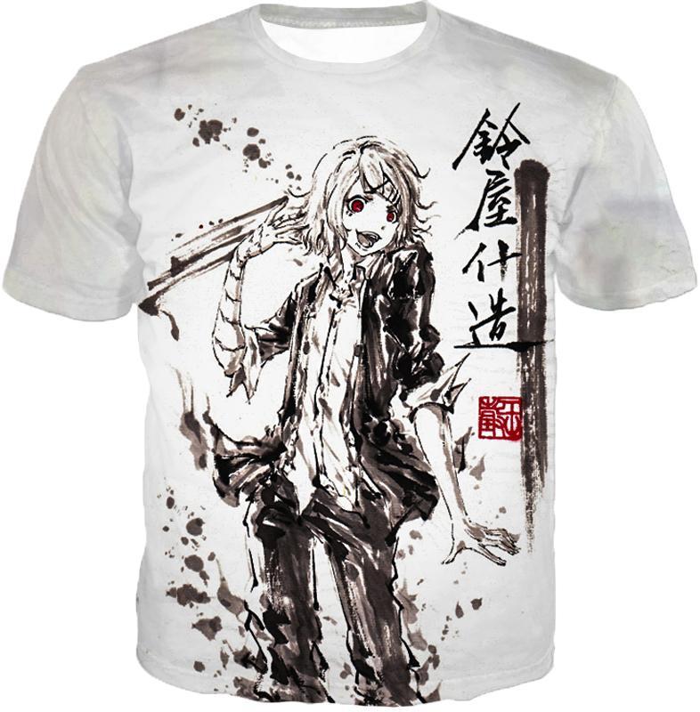 OtakuForm-OP T-Shirt T-Shirt / XXS Tokyo Ghoul T-Shirt - Tokyo Ghoul Juuzou Suzuya Ghoul Investigator Awesome Sketch White T-Shirt