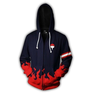 OtakuForm-Naruto Zip Up Hoodie XXS Uchiha Clan Crest Fire Hoodie - Naruto Zip Up Hoodie Jacket