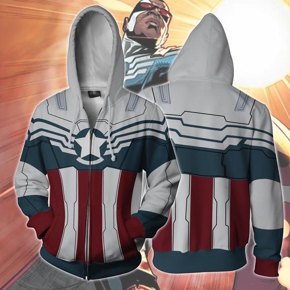 OtakuForm-SH Hoodie S / White White Captain America Superhero Hoodie Jacket